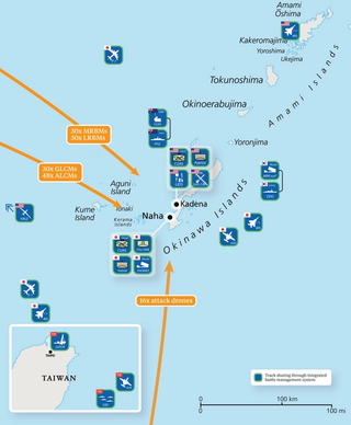FIGURE 2. TEAM 1'S COALITION IAMD ARCHITECTURE FOR DEFENDING AGAINST AN ATTACK ON OKINAWA